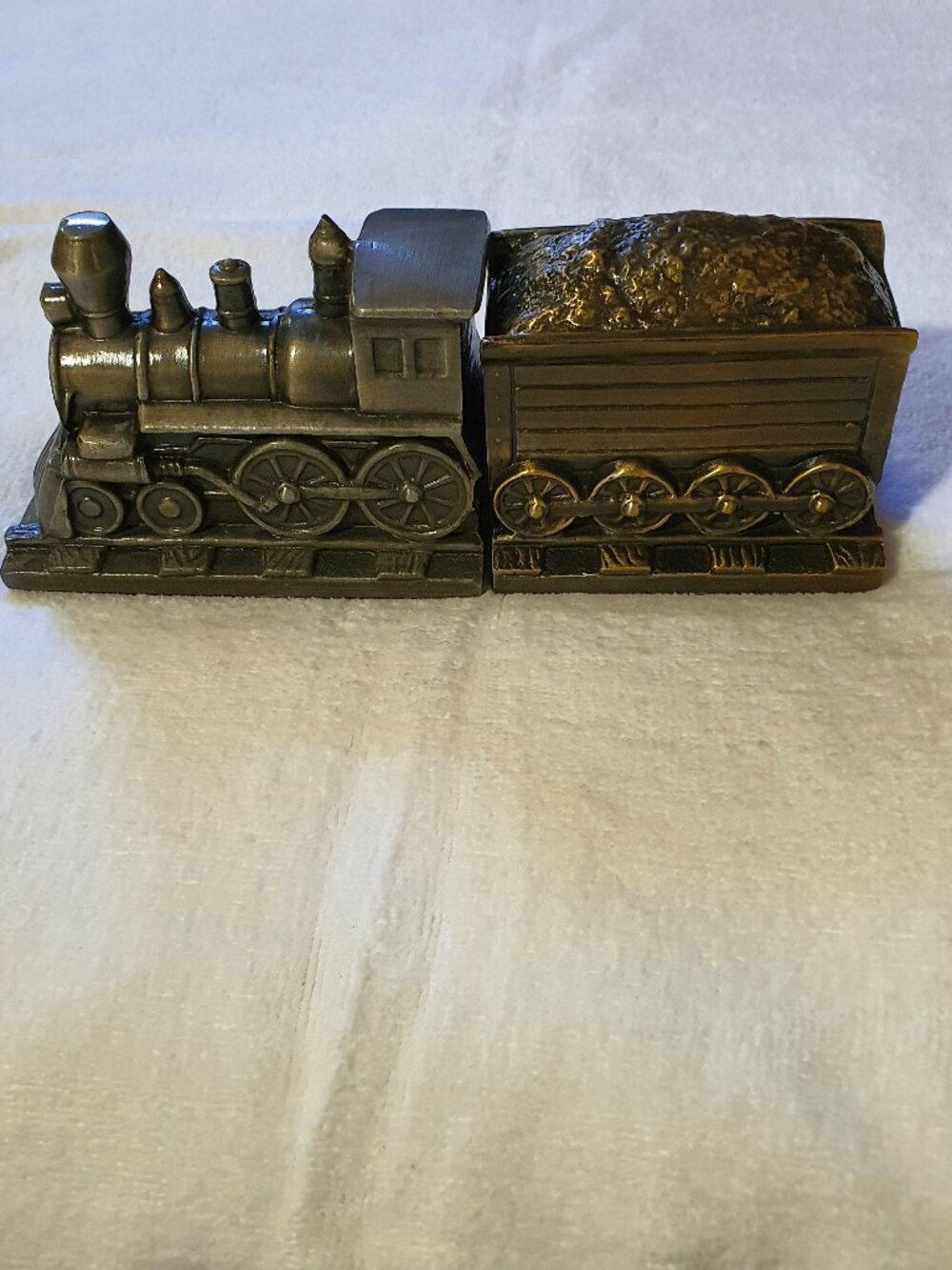 Vintage Brass Train Bookends- Railroad- Locomotive- Caboose